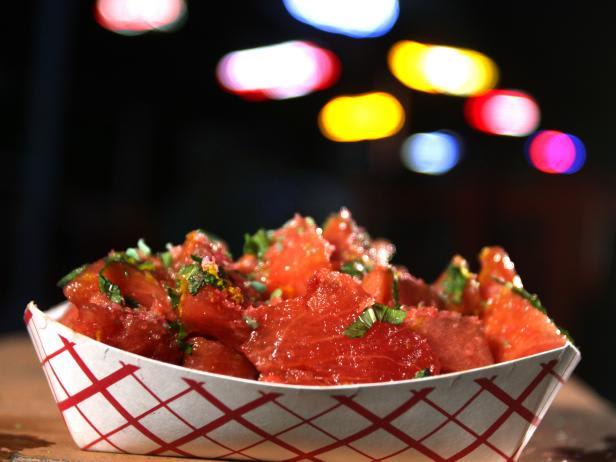The most unexpected, but practically otherworldly combination: marinated watermelon with pop rocks and hot chilis!! Check out tonight's episode of FoodTruckNation @ 9|8c to see some more wild food truck snacks: