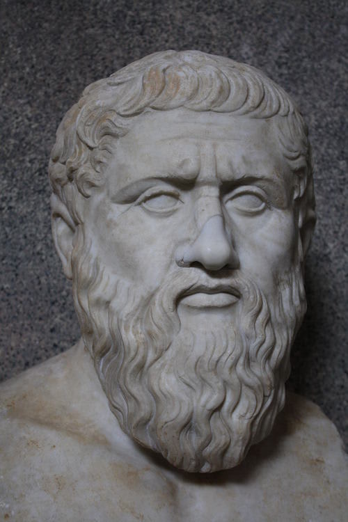 Plato (428/427 - 348/347 BCE) is considered the pre-eminent Greek philosopher, known for his Dialogues and for founding his Academy north of Athens, traditionally considered the first university in the western world.