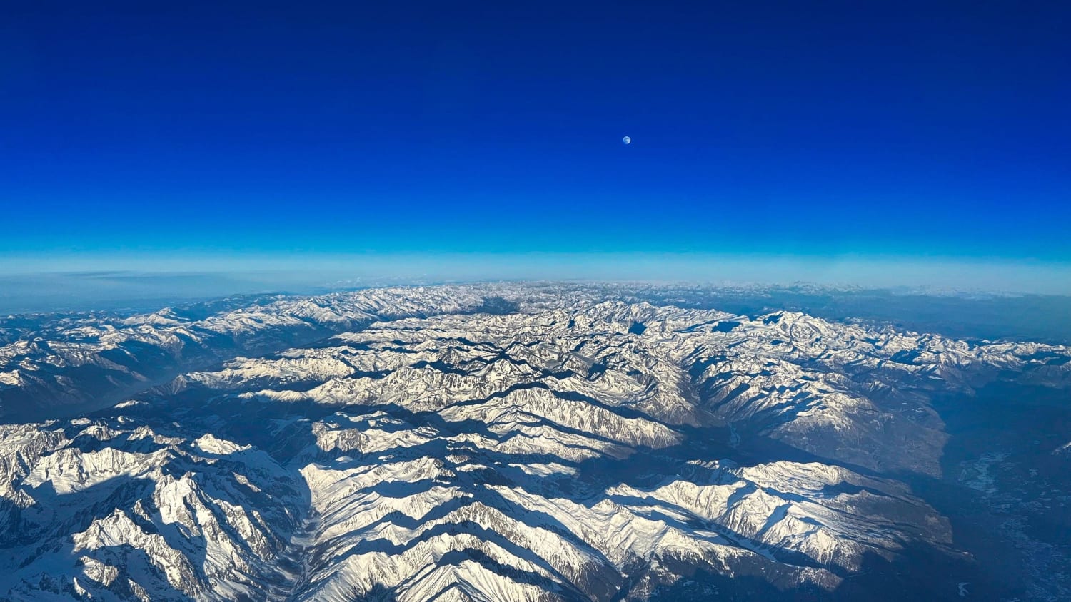 The French, Swiss and Italian alps from above
