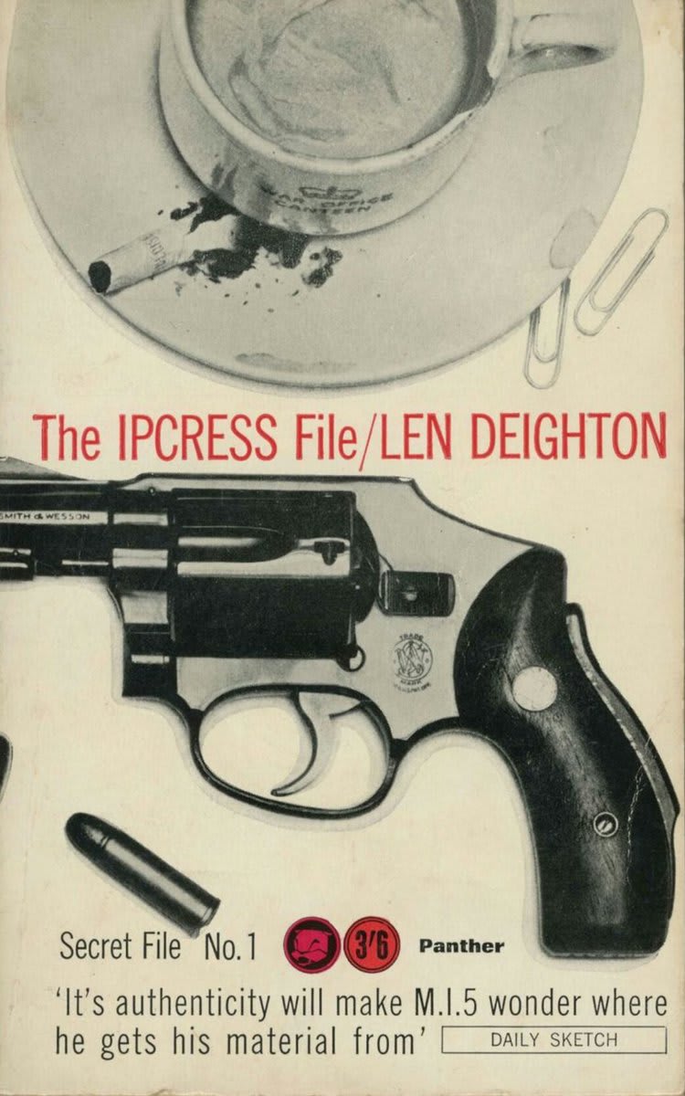 Secret File No 1: The IPCRESS File, by Len Deighton. Panther Books, 1962. Cover by Raymond Hawkey.