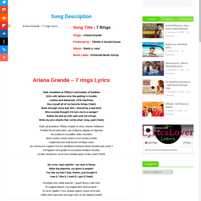 Mix Ariana Grande 7 Rings Lyrics Latest English Song 2019