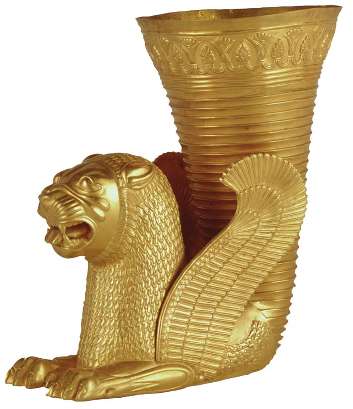 Ruling over much of the Near East from 550 to 330 B.C., the kings of the Achaemenid Empire projected their power by throwing lavish feasts with several varieties of wine, often imbibed from vessels like this gold rhyton.