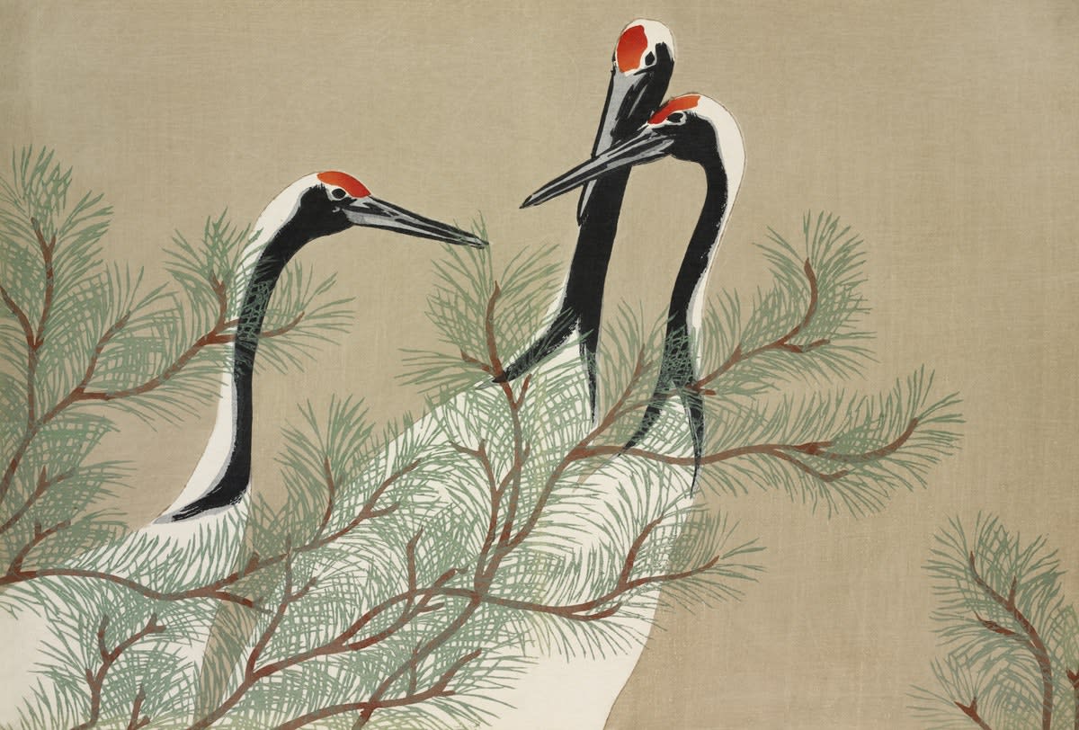 Cranes from Momoyogusa–Flowers of a Hundred Generations (1909) by Kamisaka Sekka. One of many works by Sekka (1866–1942) on view over at