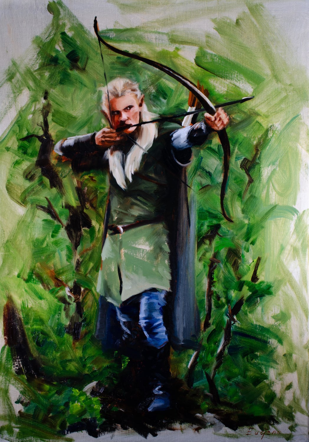 I painted Legolas from Lord of the rings with oil paint. Had a lot of fun !