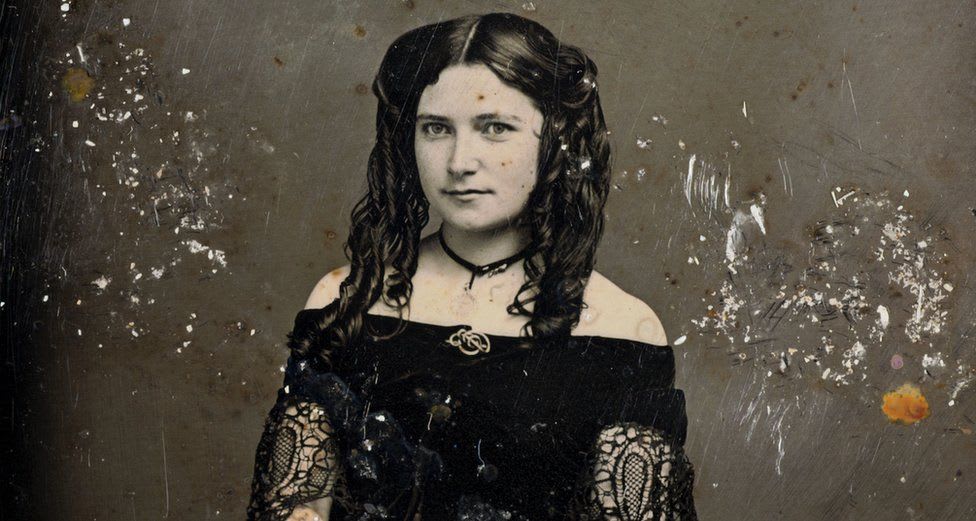 A daguerreotype of a young woman recovered from the wreckage of the SS Central America sunk off the coast of South Carolina, 1857