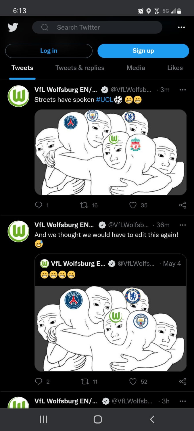 VfL Wolfsburg's Twitter has done it again .