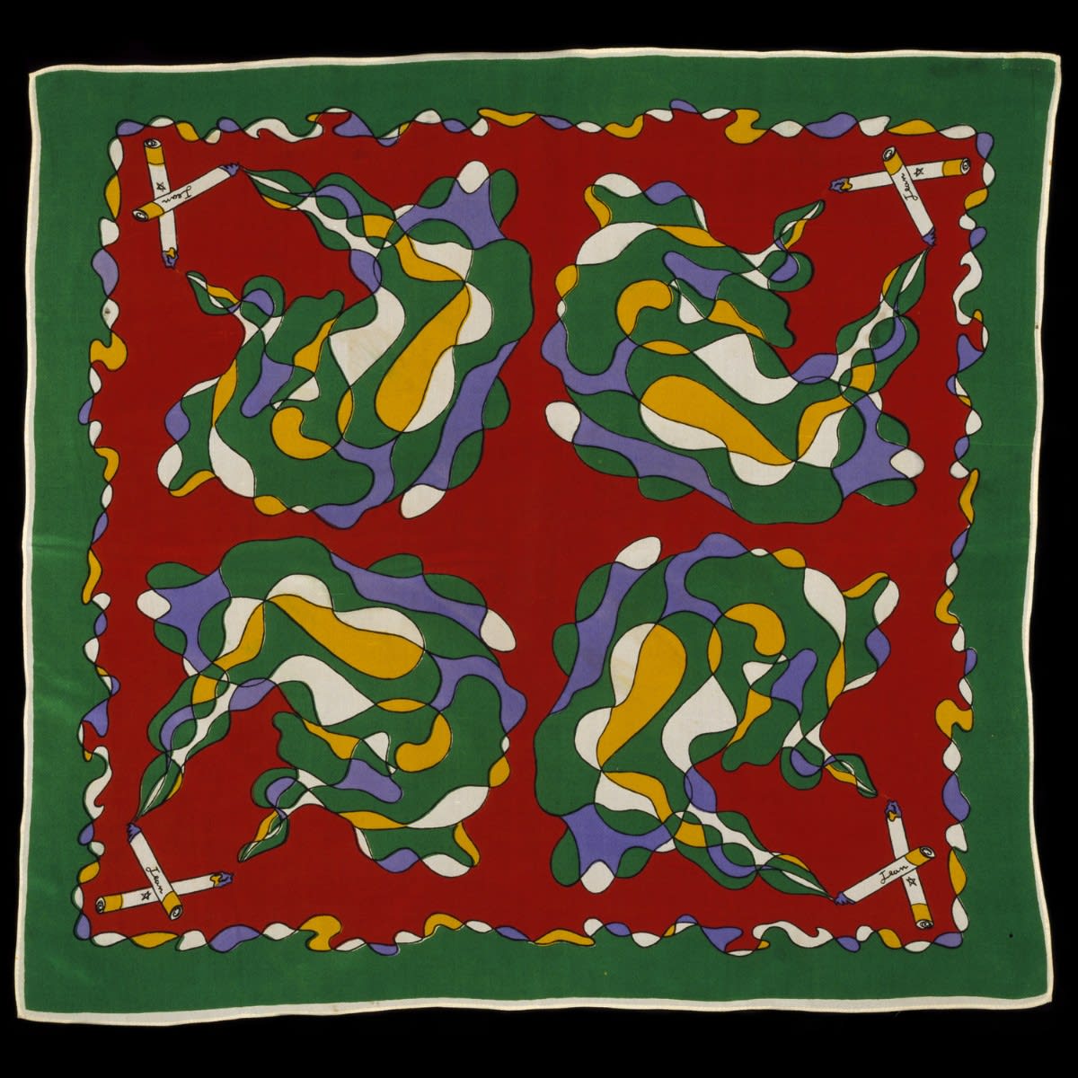 A splash of colour for your Twitter feed, in the form of two hand printed silk scarves designed by Jean Cocteau, around 1937-39.