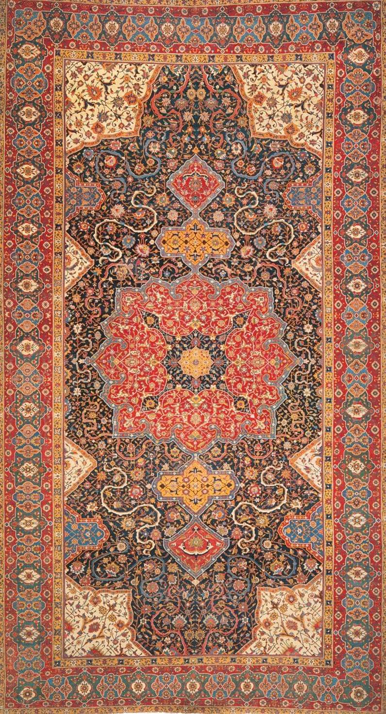 The Rothschild Tabriz Medallion Carpet is a safavid carpet made in Persia in the 16th century. It was sold at christie's in 1999 and is now in the permanent collection of the Museum of Islamic Art in Doha