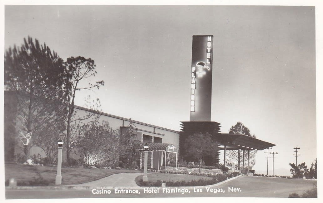 Postcard of the Flamingo from around the time it opened in 1946,