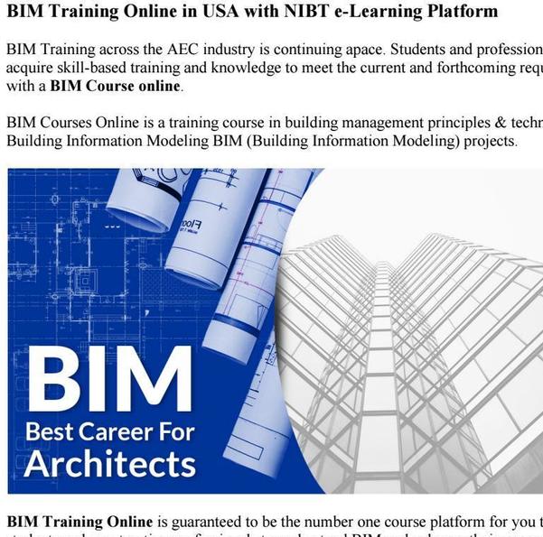 Mix Bim Training Online In Usa With Nibt E Learning Platform