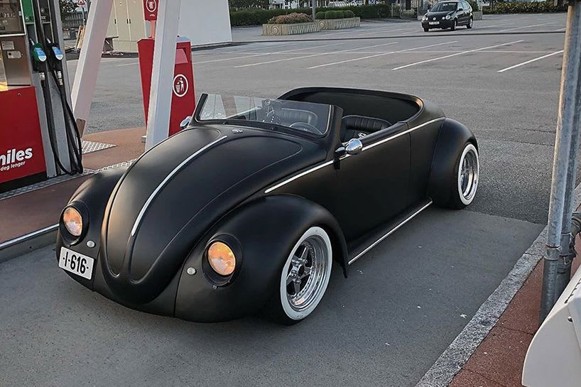 danni koldal unveils a black matte 1961 volkswagen beetle deluxe roadster