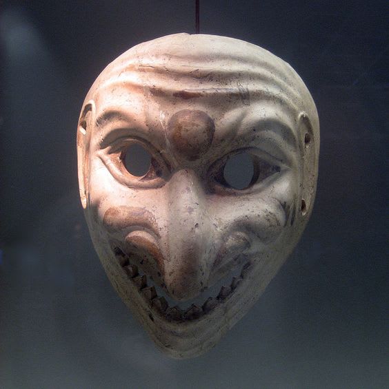 Roman theater mask, located in the Roman-Germanic Museum in Cologne (Germany).