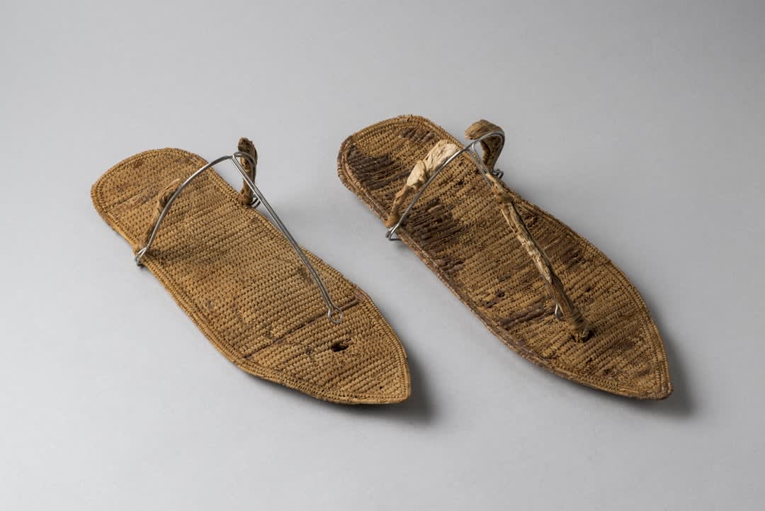Sandals belonging to Queen Nefertari, wife of Rameses the Great. Found in her Royal Tomb, Valley of the Queens, VQ66. 1279–1213 BCE. Ancient Egypt.