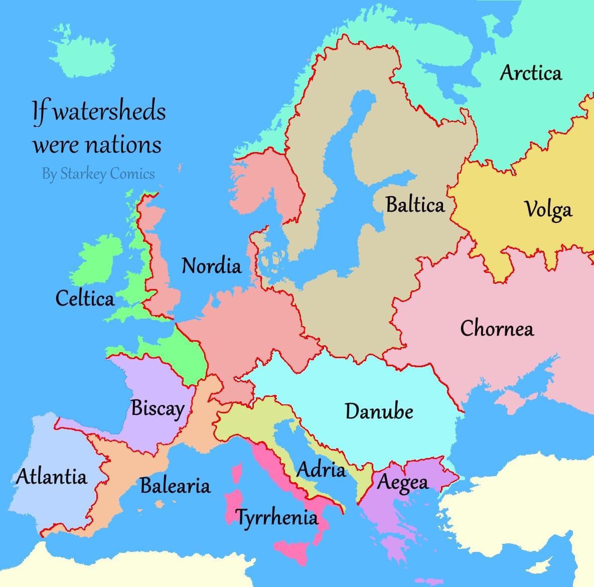 If watersheds were nations, Europe edition