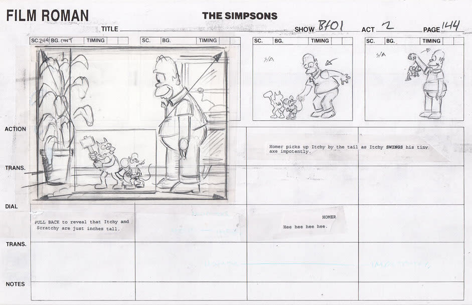 Here's a great storyboard page from Treehouse of Horror IX (directed by Steven Dean Moore) seen for sale on 'Comic Mint'.