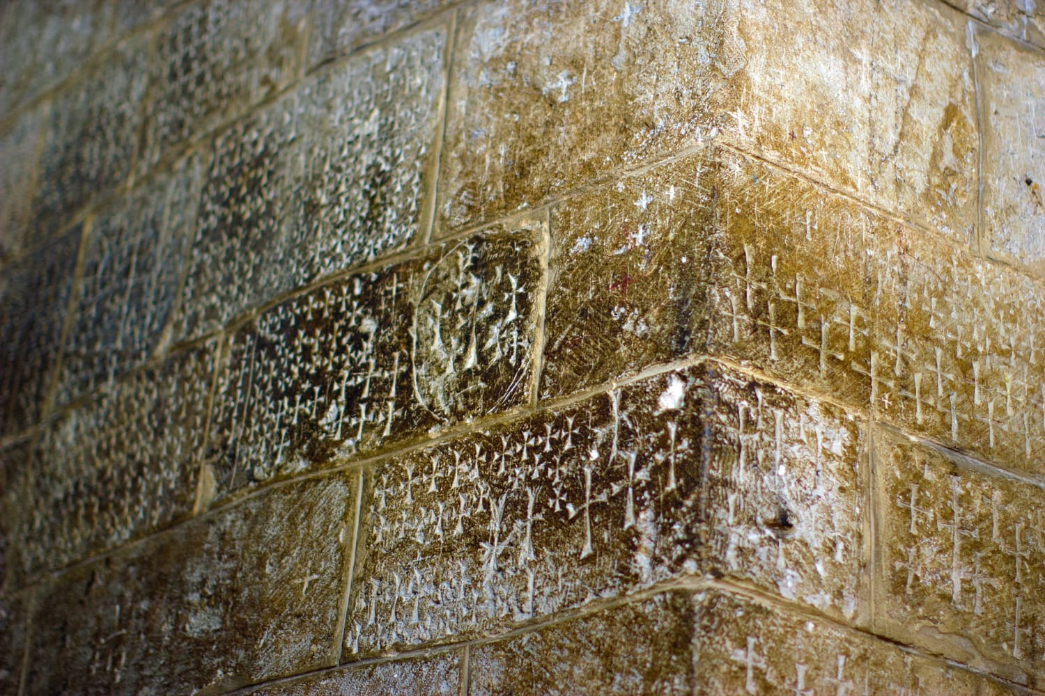 Crusader graffiti in the Church of the Holy Sepulchre, Jerusalem.