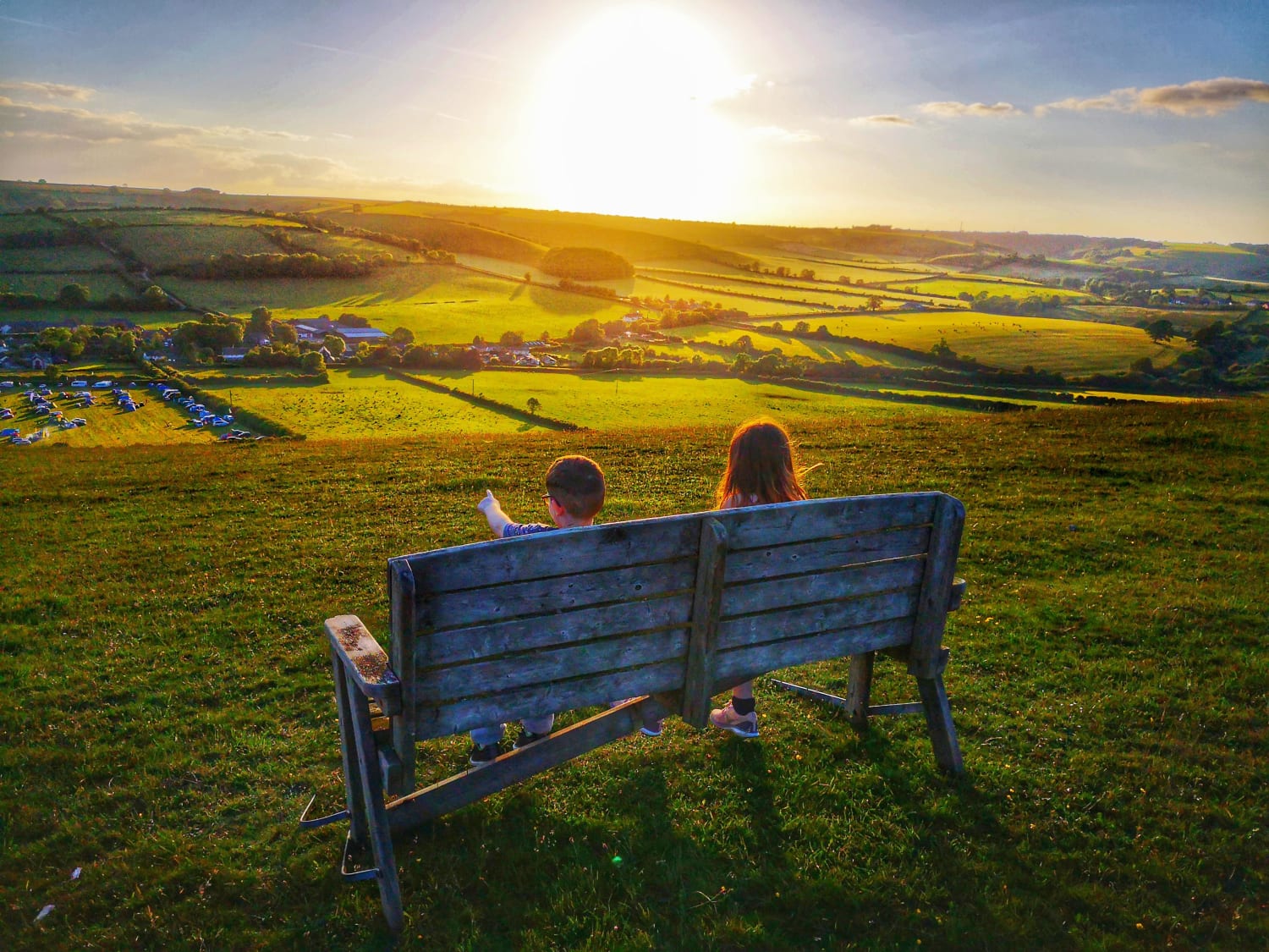 My kids made me climb this hill just so that they could sit on the bench. Sydling St Nicholas, Dorset