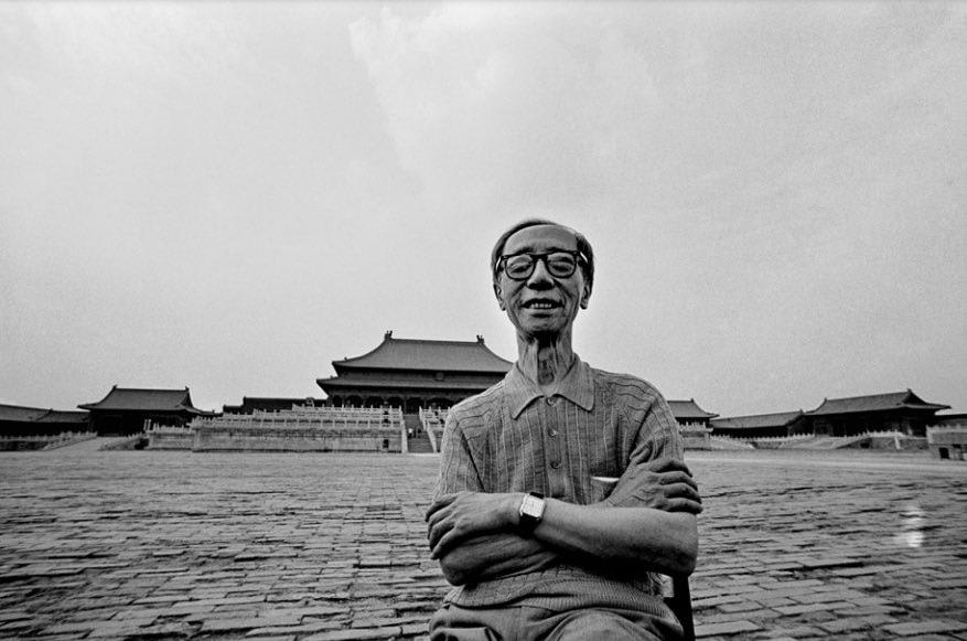 Pu Jie, the brother of the China’s last Qing Emperor Pu Yi, sits in one of the vast courtyards of his former house, the Imperial Palace. Beijing, 1983.