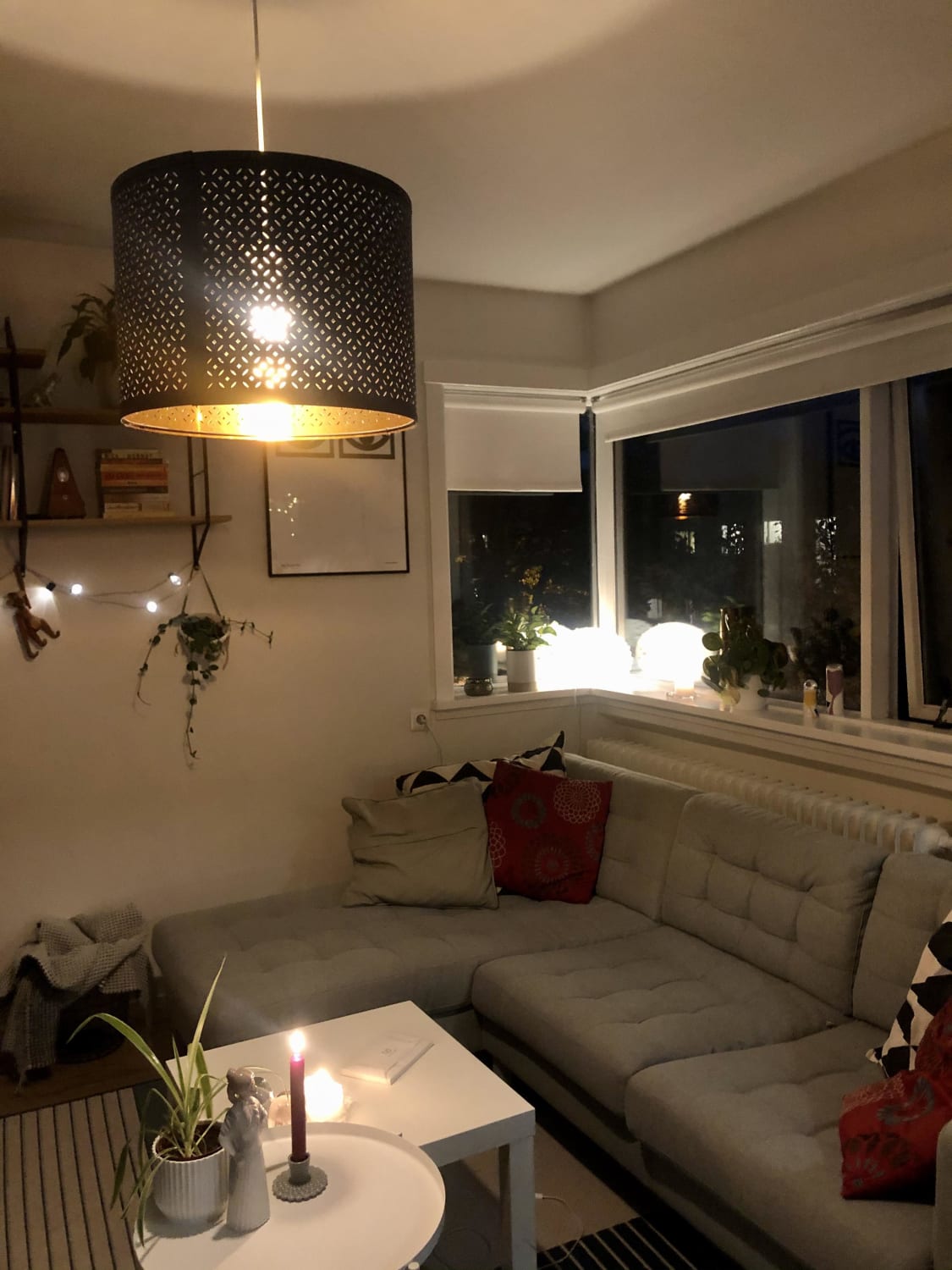[INT] [DIY] These days it feels like I sleep more on the couch than in my bed. Also, love twilight season with low lights and candles everywhere.