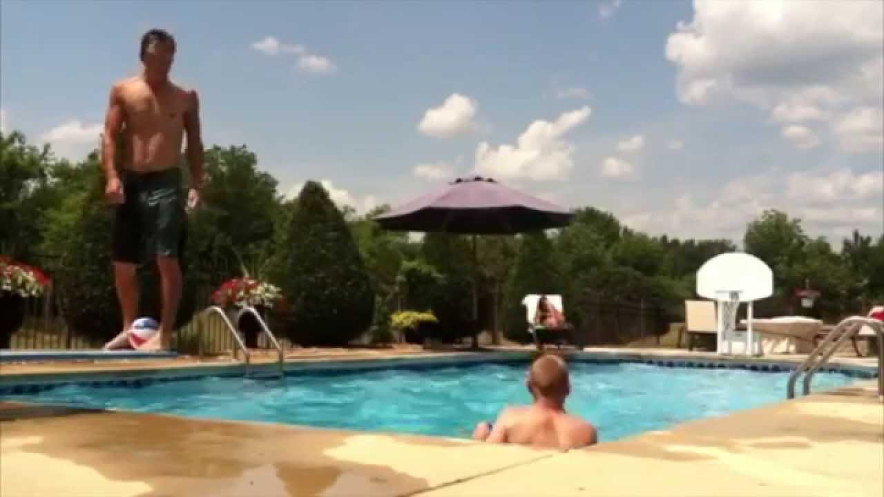 Amazing diving board backflip basketball trick shot!