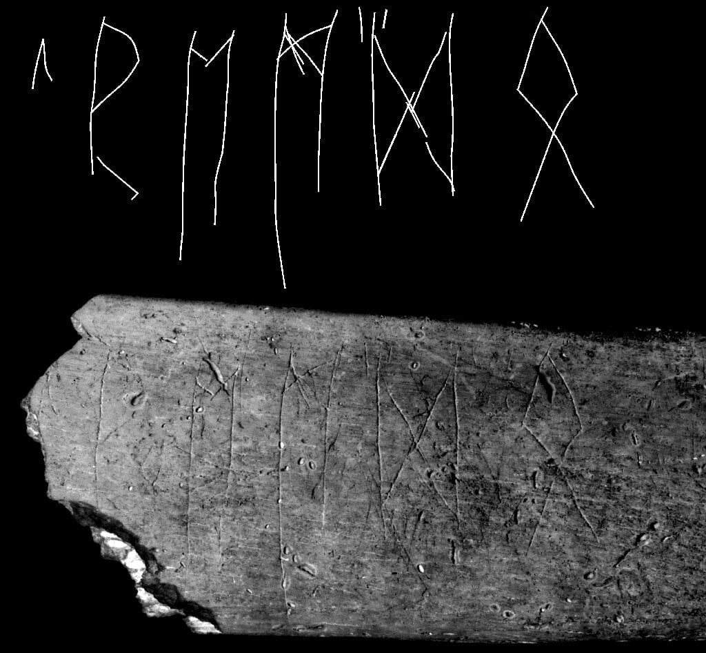 A fragment of inscribed cow bone unearthed in the southern Czech Republic, which has been dated to around A.D. 600, indicates that Germanic runes were employed in the region before the invention of a Slavic alphabet in the ninth century.