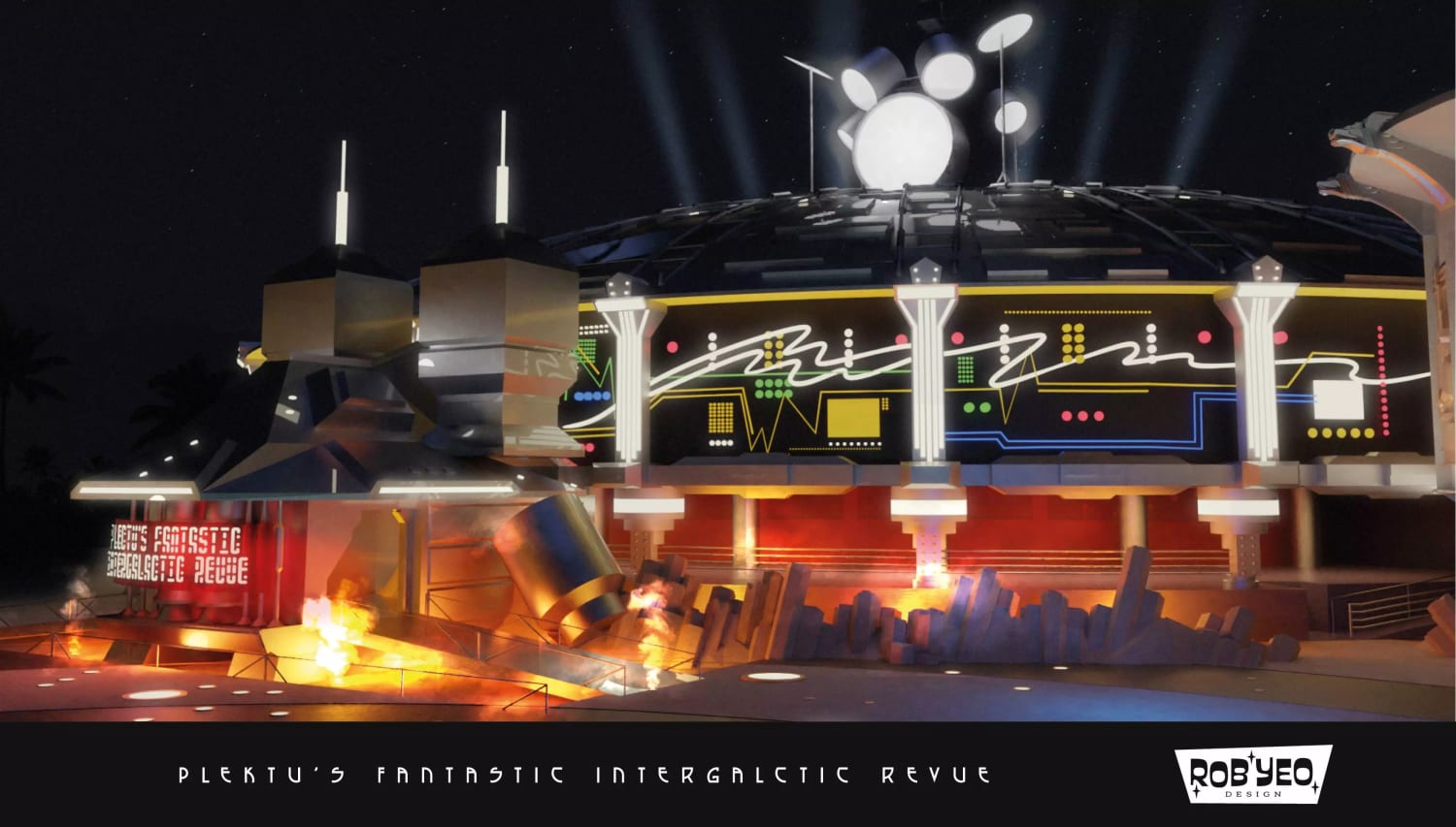 "Plactu's Fantastic Intergalactic Revue" would have been a musical animatronic show for Tomorrowland in the 1990s.