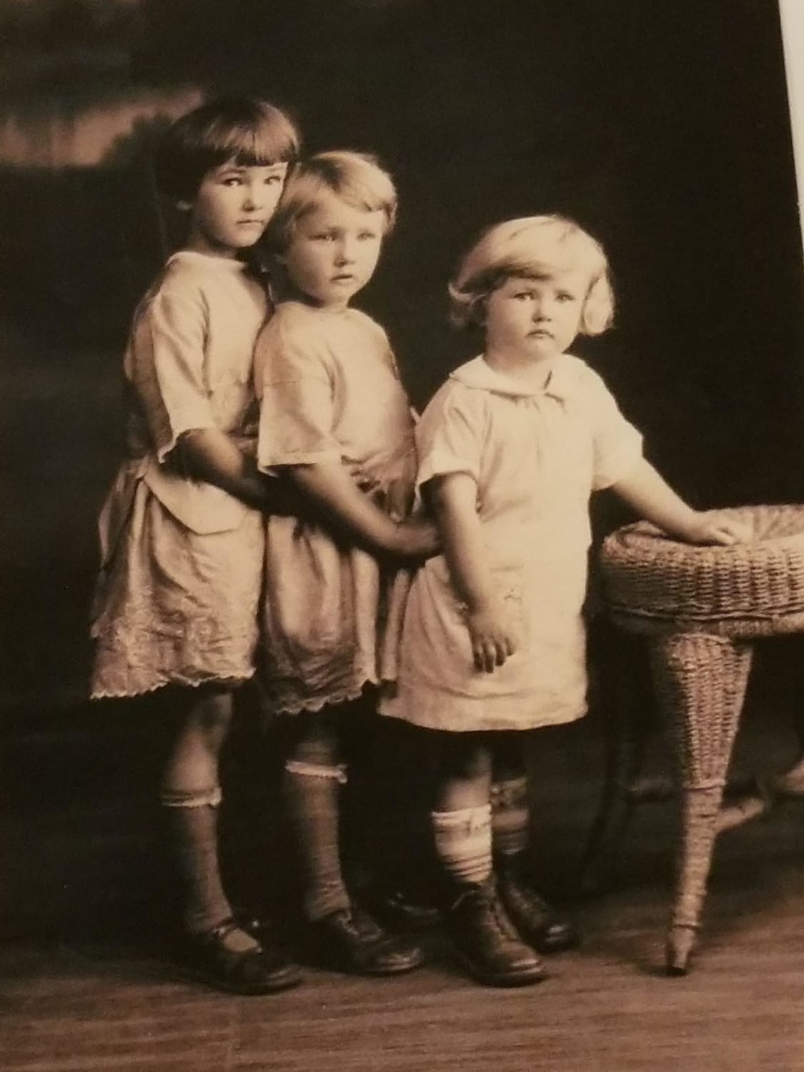 My mom (center) and two of her siblings, late 1920s.