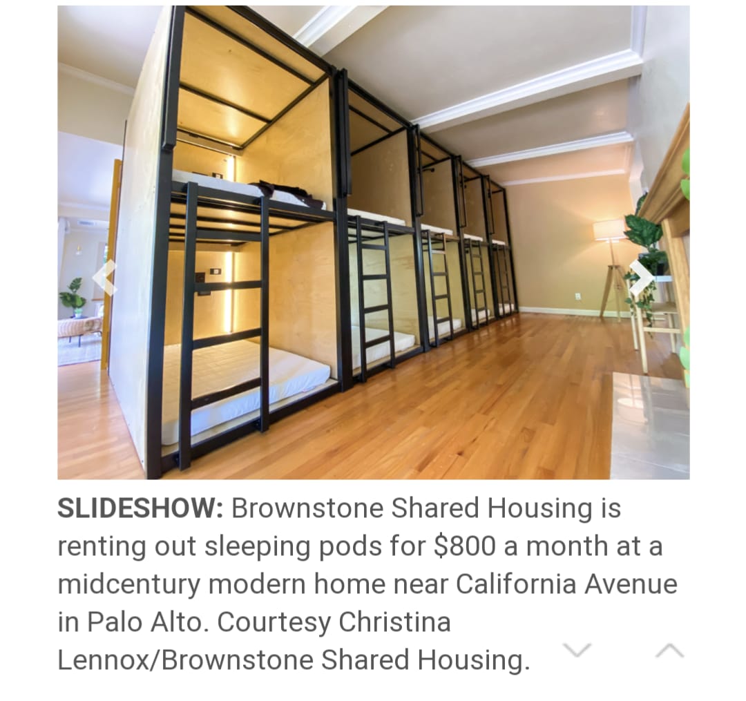 Good news young ones! Can't afford your own house? The solution is to share a single family house with 9 other strangers! (Did I mention you get your own cage to sleep in? That's a feature, not a bug!)