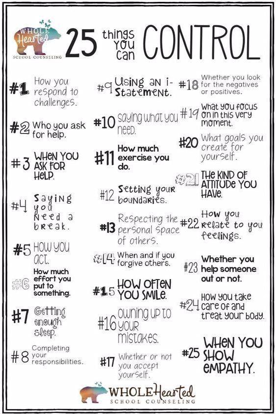 25 THINGS you are in control of