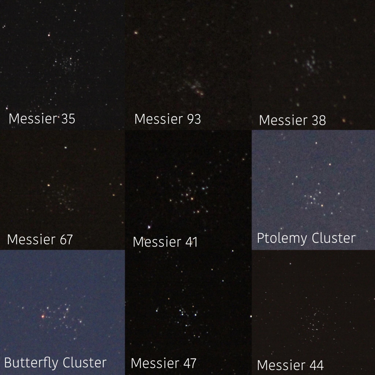 Messier star clusters