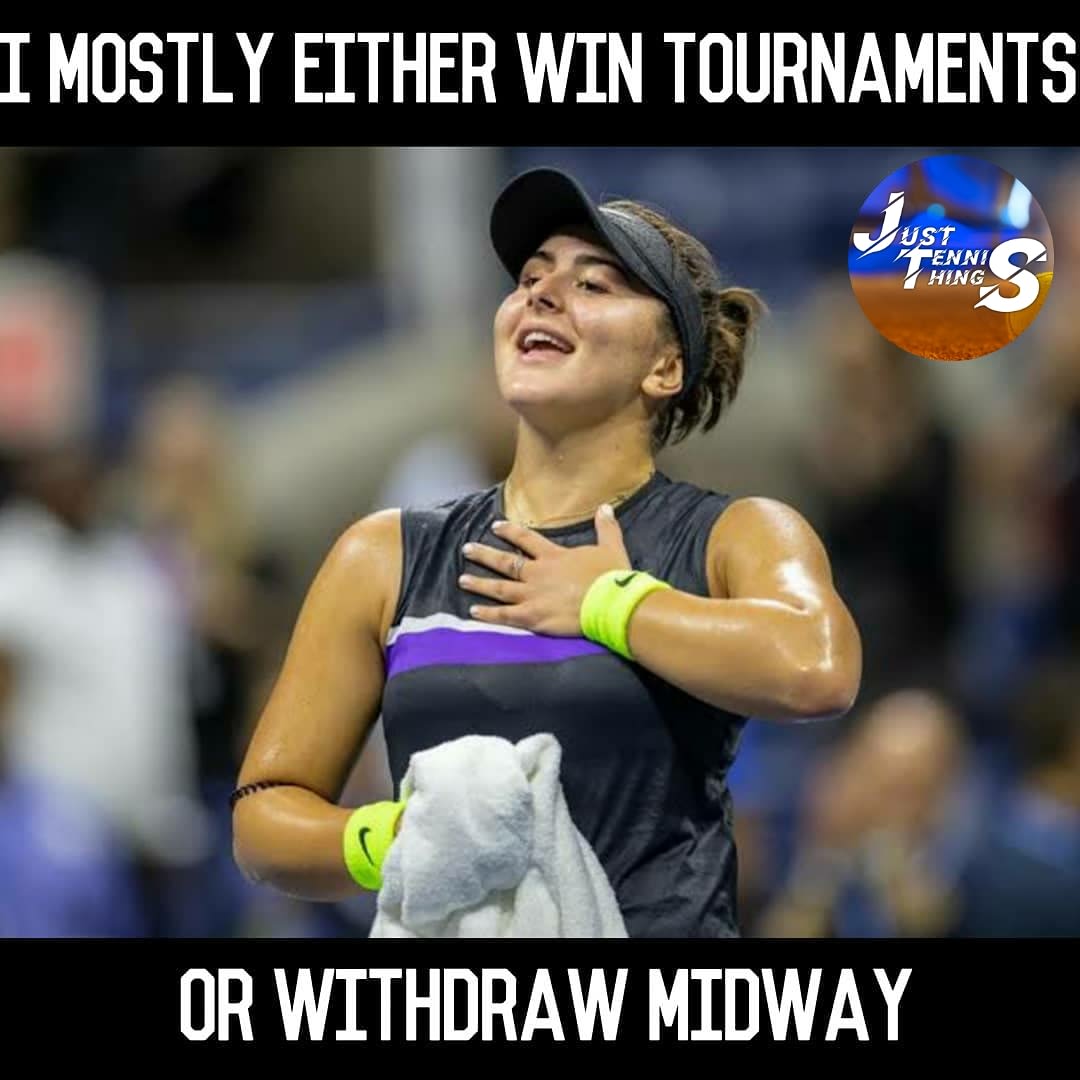 I made this meme in 2019 when Bianca withdrew from WTA finals. Guess what this meme is still relevant in 2021 😅 . . Bianca withdrew from the quarterfinals of the Strasbourg open this week ! Hope she is fit and fine for @rolandgarros