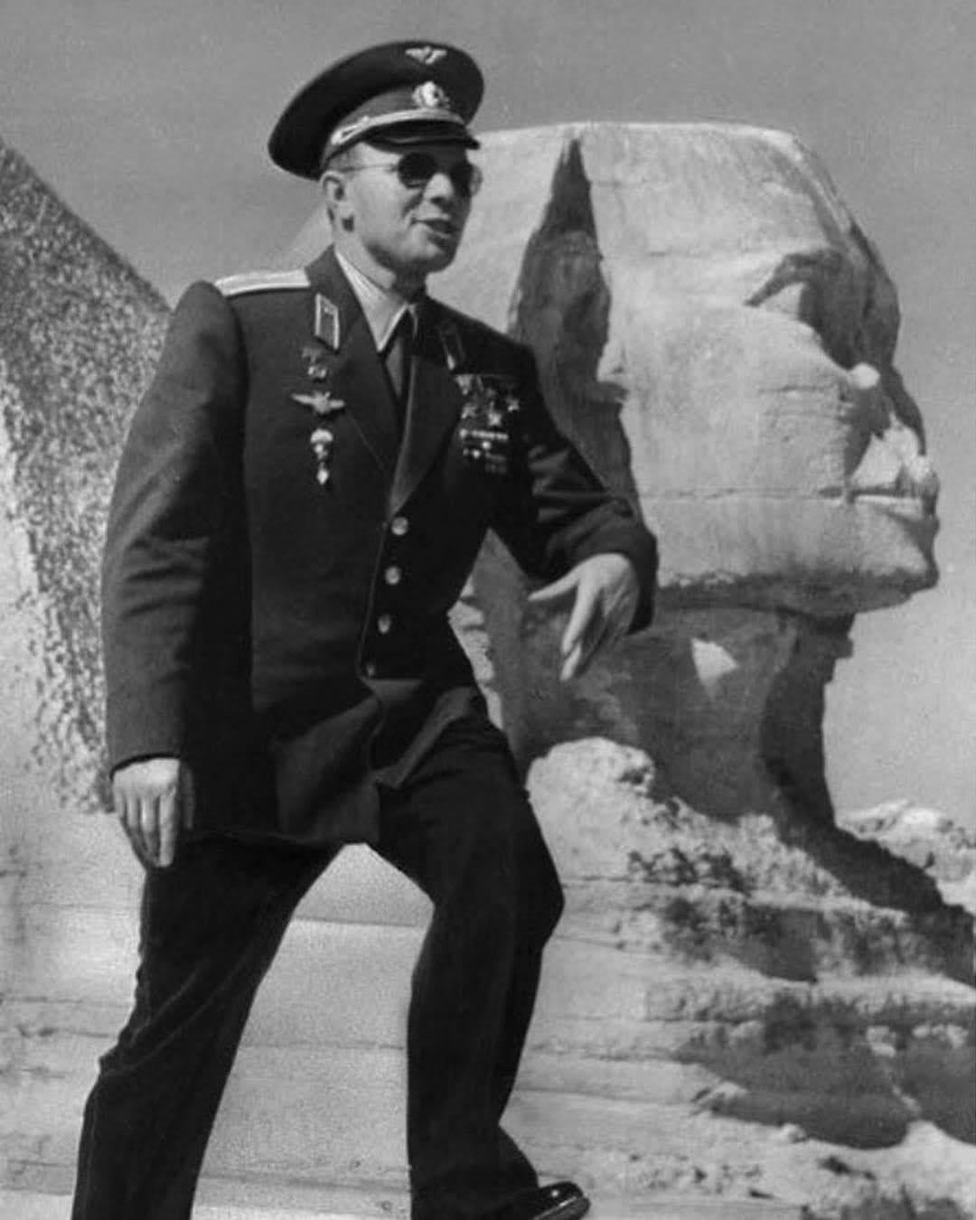 the Tourist. Yuri Gagarin near Great Sphinx of Giza. January 31, 1962
