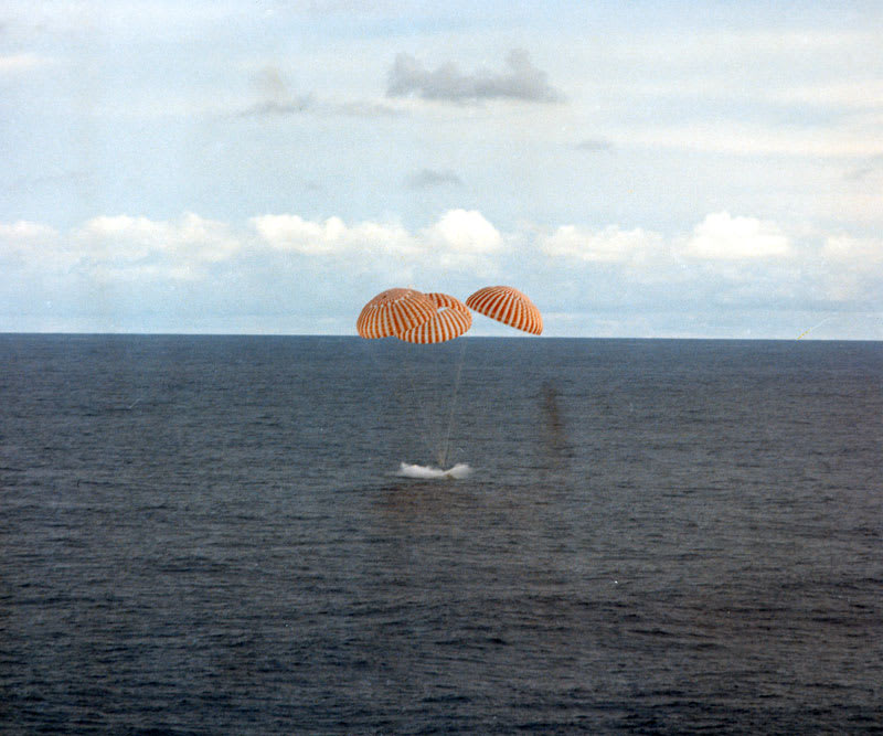 "Extremely loud applause here in Mission Control." On this day in 1970, the Apollo13 command module successfully reentered Earth's atmosphere and splashed down, bringing astronauts Jim Lovell, Fred Haise, and Jack Swigert safely back to Earth following a harrowing journey.