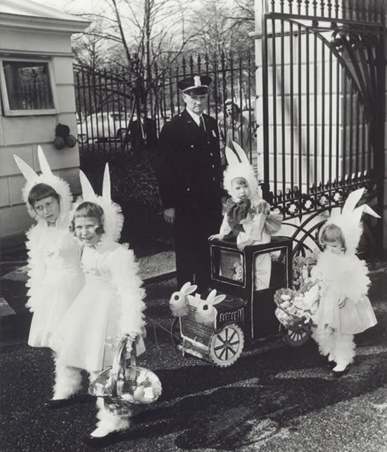In 1958, the Johansen children--Bunny, Hazel, Fred, and Darlene--wore their best Easter bonnets and matching outfits to attend the White House Egg Roll hosted by the Eisenhowers.