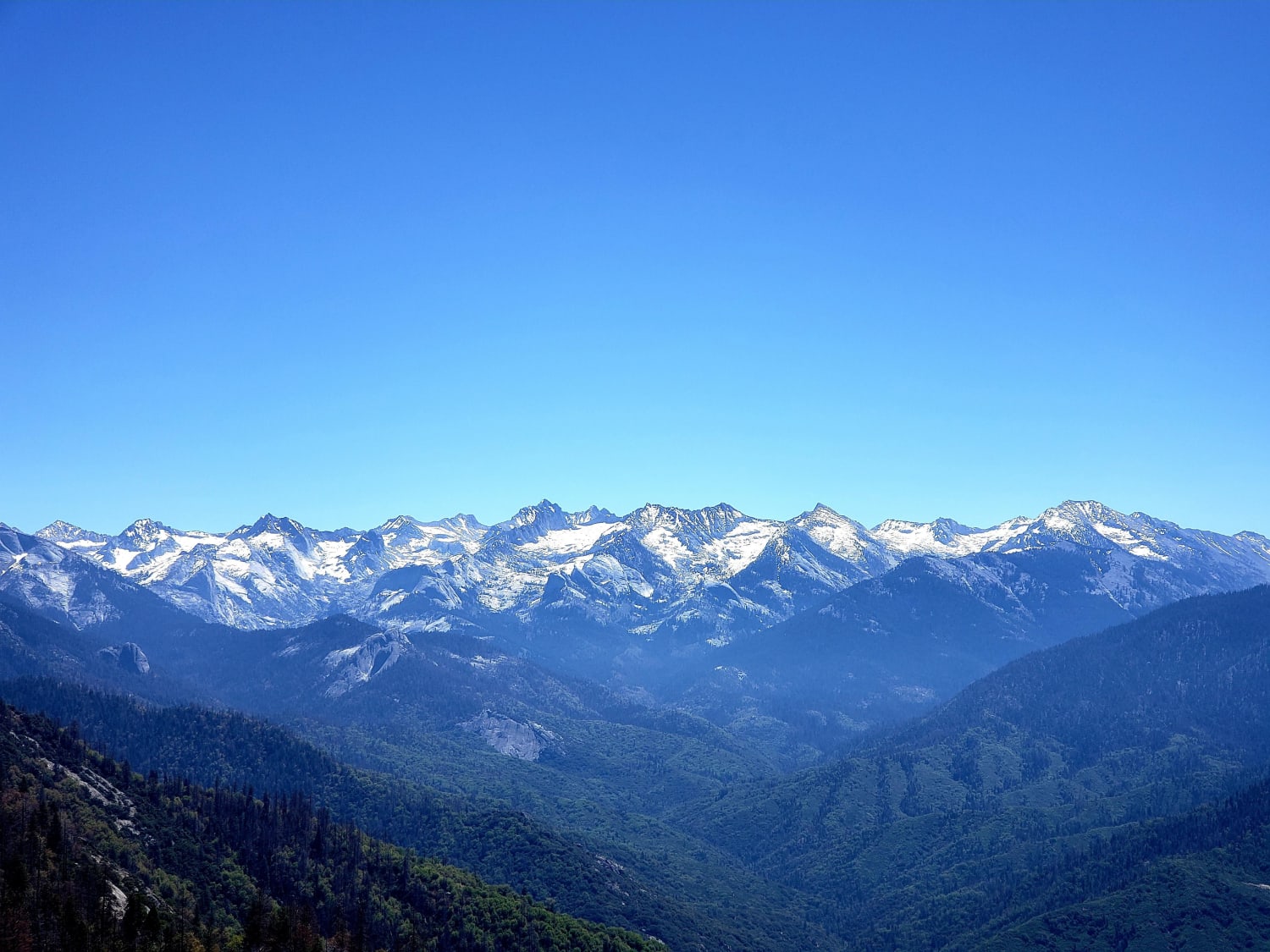 The view from the top of Moro Rock Trail, Sequoia National Park, CA