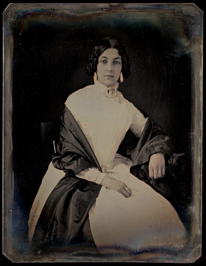 Daguerreotype portrait of an unidentified woman, 1850s.