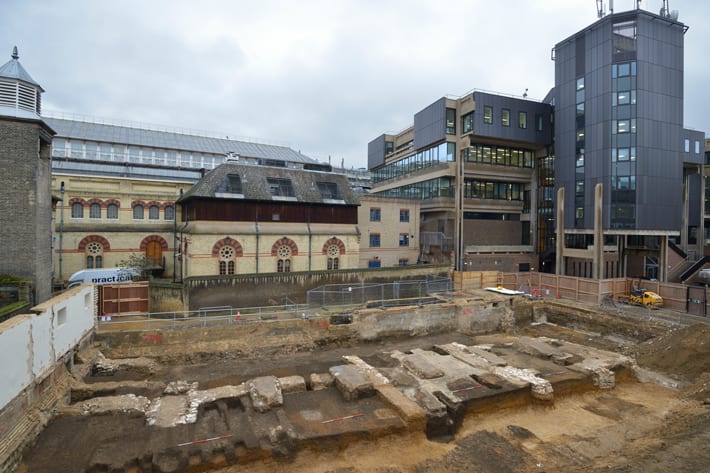 From the Archives: Archaeologists in Cambridge uncovered an Augustinian friary that occupied what is now Cambridge University property from the 1280s to 1538.