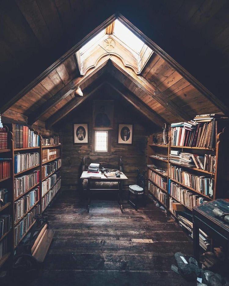 The attic of an old house.