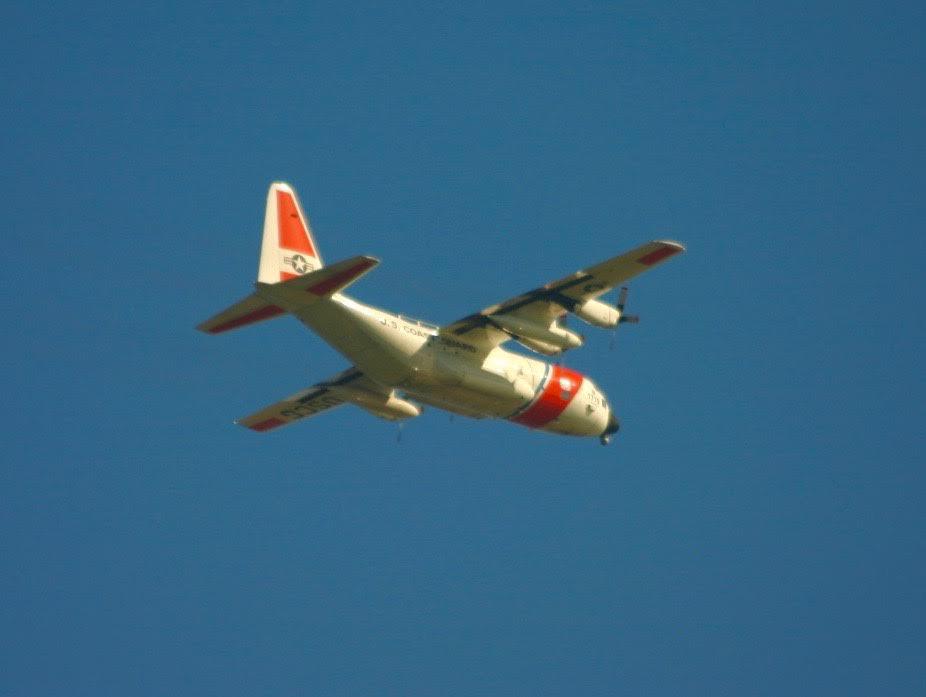 Spotted this USCG Lockheed Martin HC-130 flying over Captiva Island, Florida from the Gulf of Mexico (Lat: 26.500000, Long: -82.184634). Flying at about 1,500 feet at a heading of about 75° East.