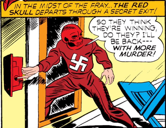 Wondering why "I'll be back with more murder!" never became Red Skull's catchphrase (From Captain America #1)