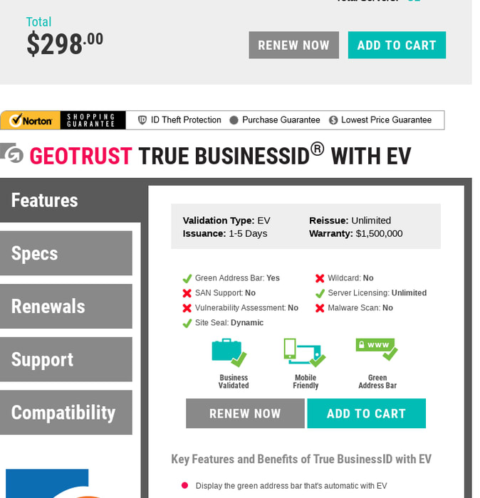 Mix Buy Cheap Geotrust True Businessid With Ev Ssl Certificate
