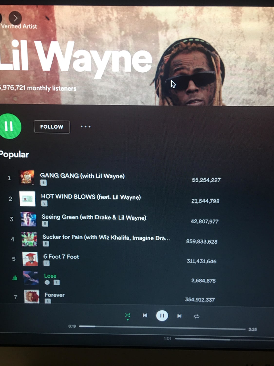 Lose is now Lil Wayne’s top 6 song!