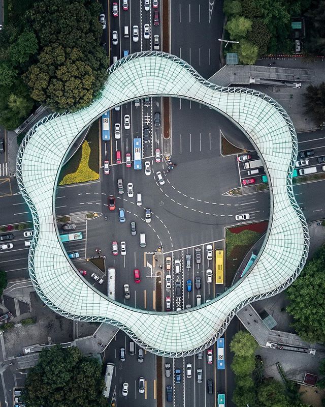 Flower shaped pedestrian bridge, Shenzen, China.