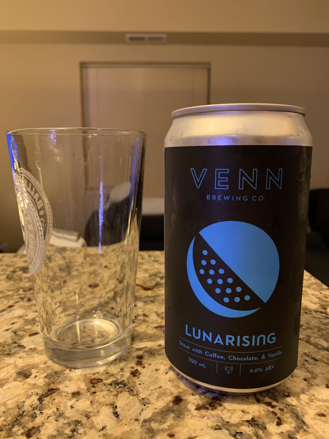 My local brewery’s best beer. The crowler has both a crescent and whole moon, and the crescent is made out of a cacao bean. Bonus that the brewery is named after the circles a la Venn diagrams.
