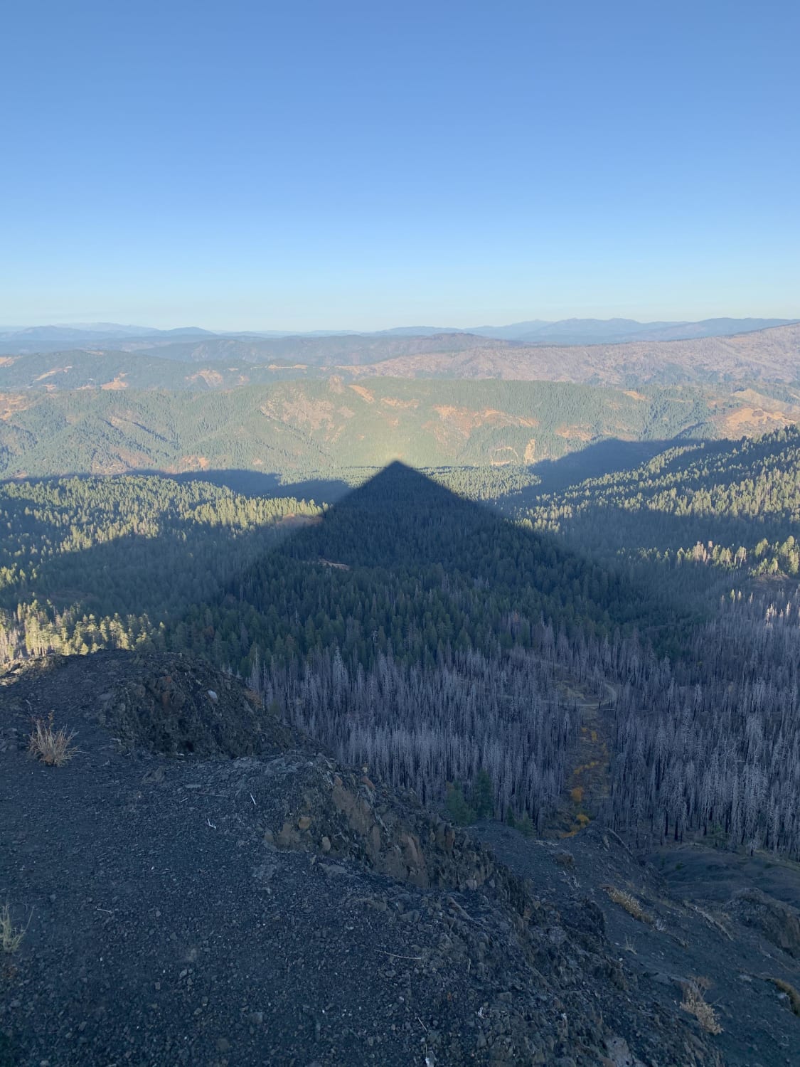 Pyramid shadow on the peak of Black Lassic in six rivers National forest