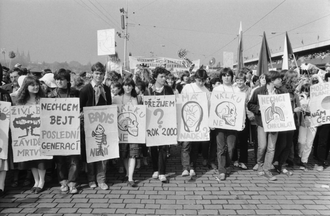 Enviromental/anti-war demonstration, Czechoslovakia, 1980s