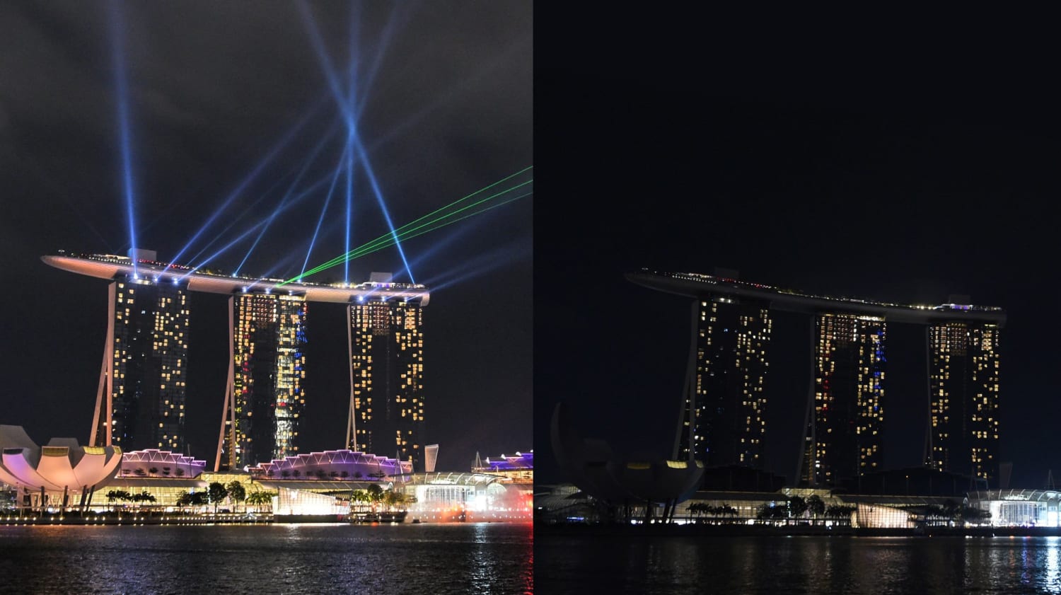 Turning Off the Lights: Earth Hour 2016 - 14 interactive photo pairs, click or tap to darken