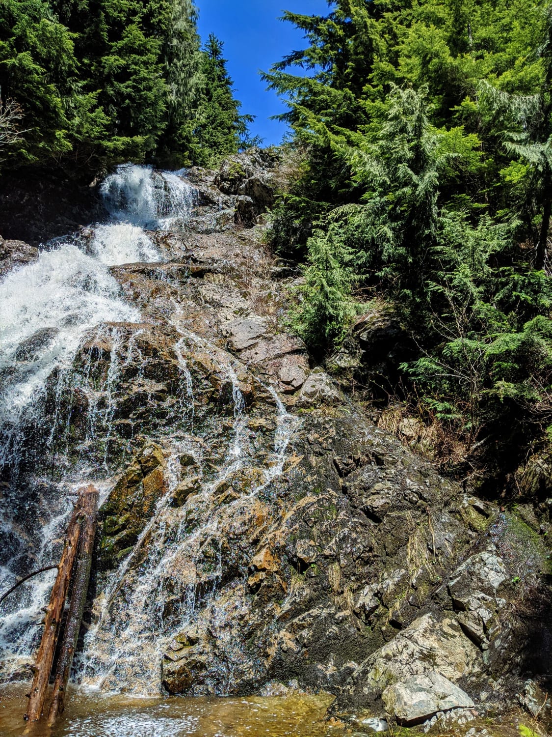 Waterfall I found on a hike today, and then climbed up to the top! Near Grouse Mountain, North Vancouver, BC, Canada.