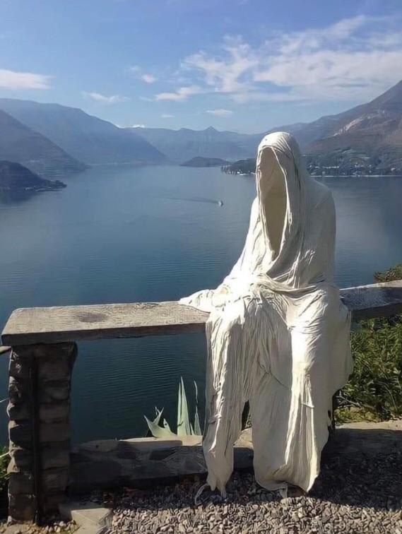 Ghost sculpture in the Castle of Vezio, Lake Como, Italy