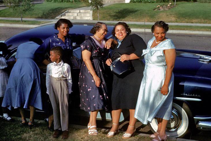 Everyone seems to be in a jolly mood. Southern California ca. 1956. 35mm Kodachrome.